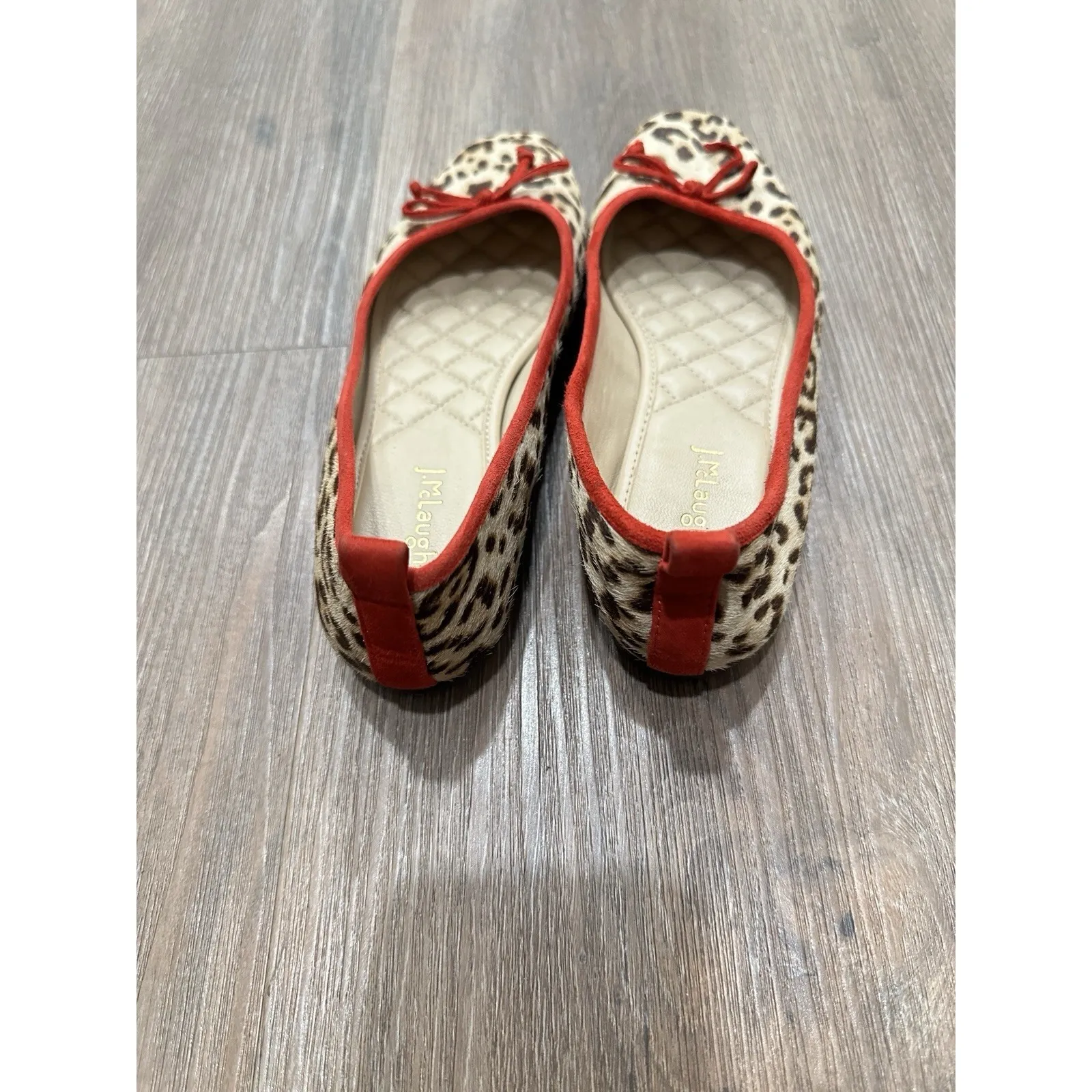 J.‎ McLaughlin Size 6 Leopard Print Ballet Flats Red Trim Anastasia Haircalf - Image 5