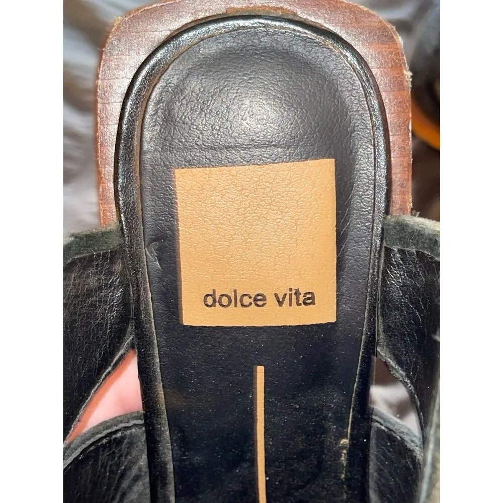 Dolce Vita Makeo Black Brown Pointed Toe Slip On Leather Mules Pumps Size 6.5 - Image 7