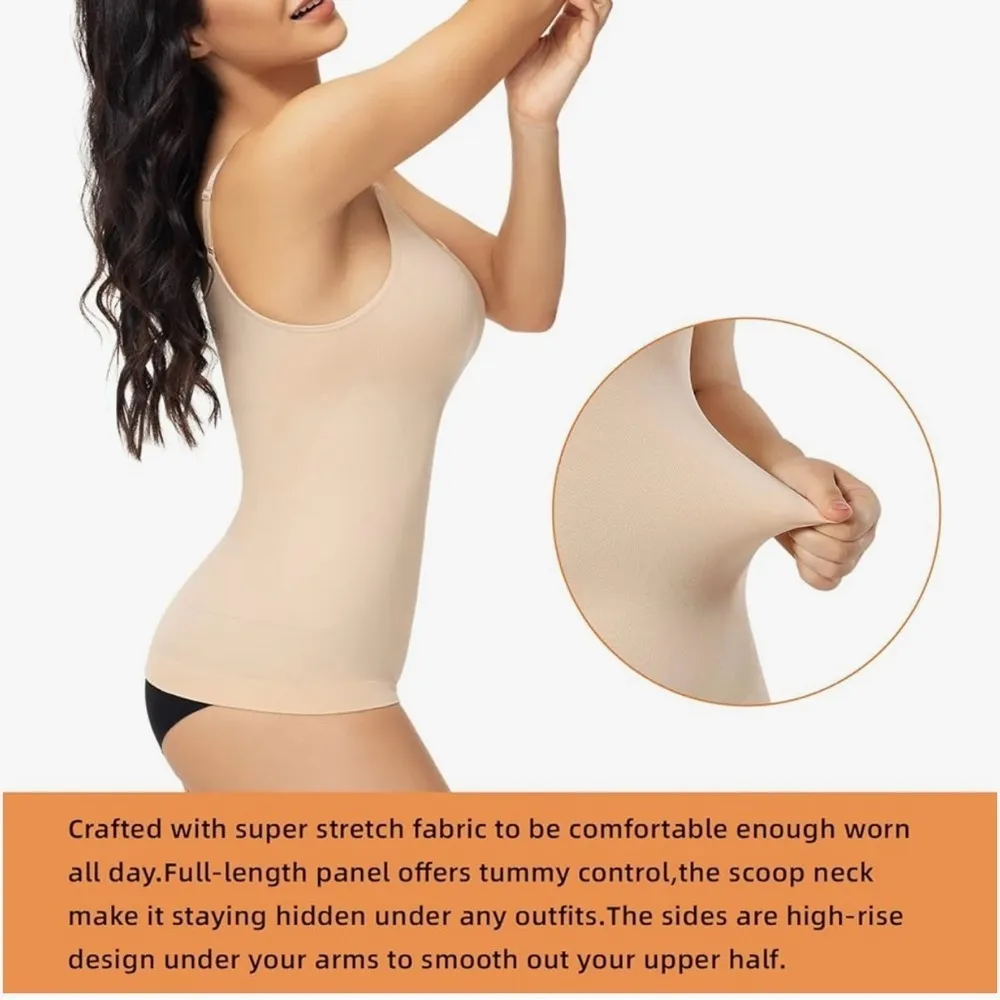 ATTLADY Women's Scoop Neck Compression Cami top Size L Size L - Image 3