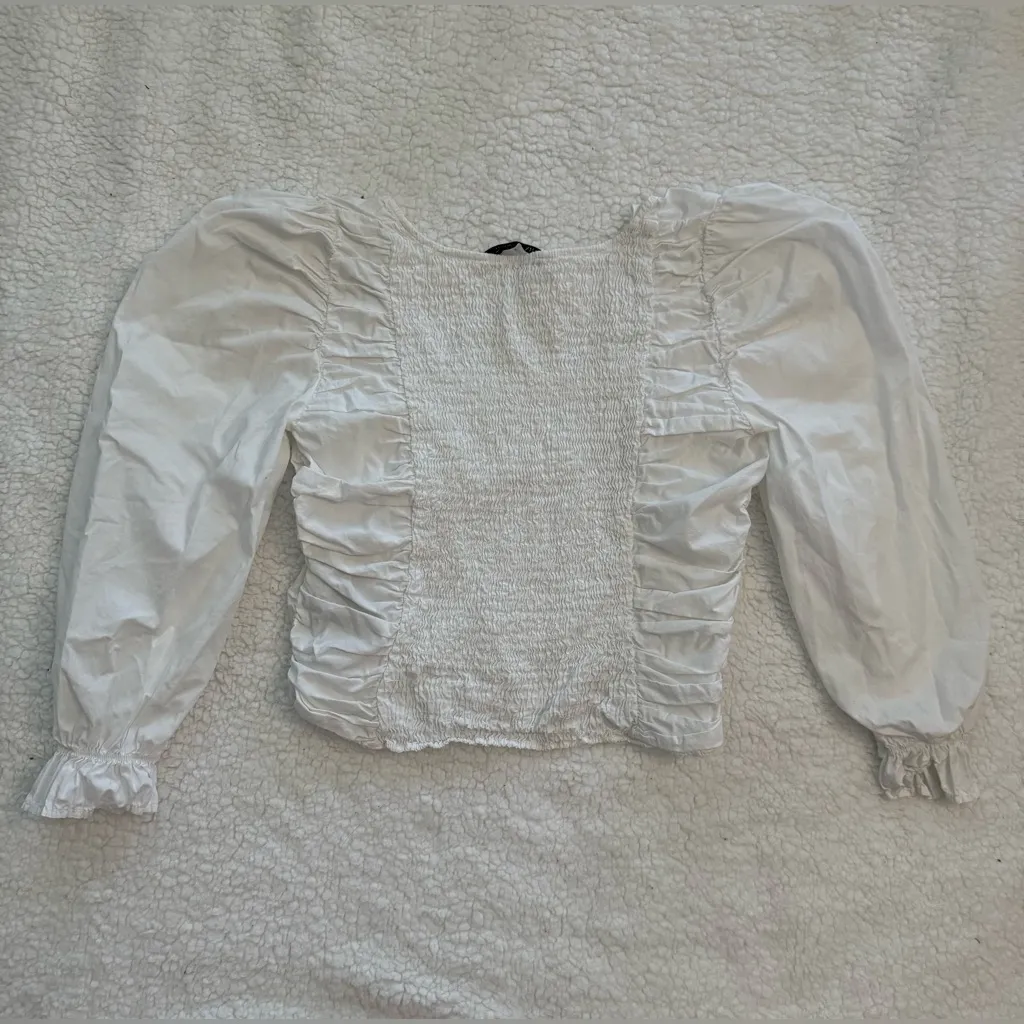 women’s zara white poplin top - Image 3