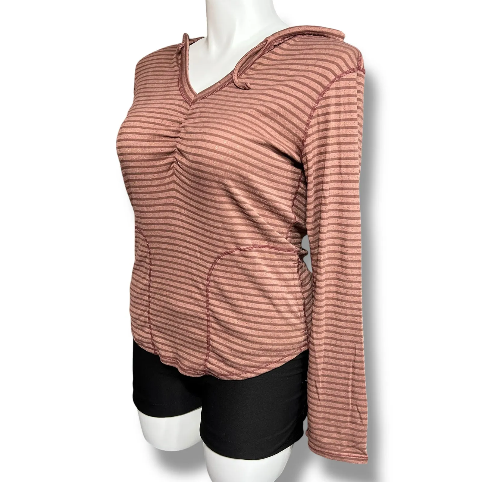 Exofficio Womens Hoodie T Shirt Top Long Sleeve Hooded Pullover Pockets Red XL - Image 6