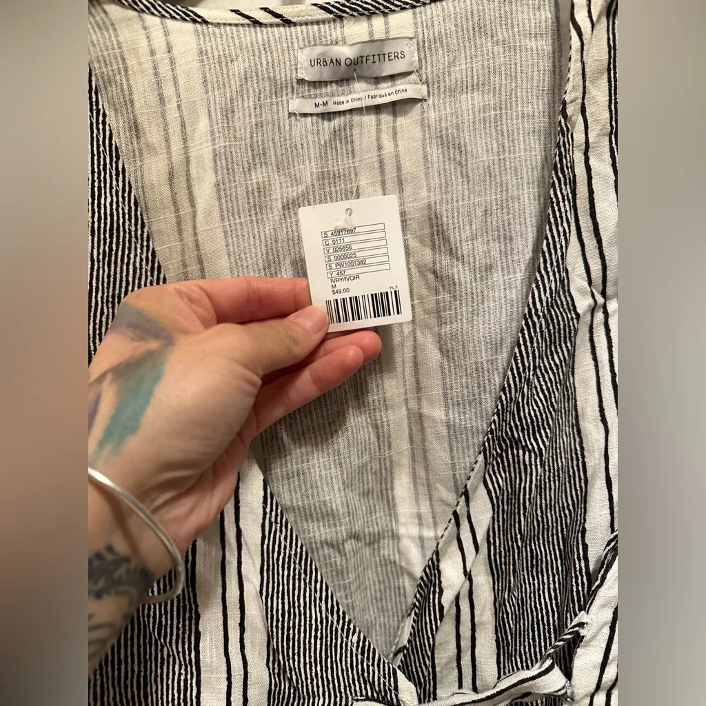 NWT Urban Outfitter Striped Wrap Tie-Front Cropped Top - Image 7