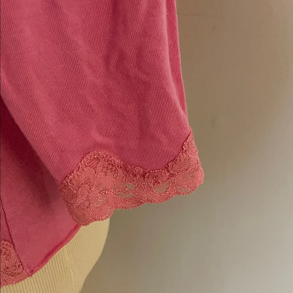 GAP Pink Long Sleeve Lace Trim Tee Lyocel & Spandex Size M - Image 7