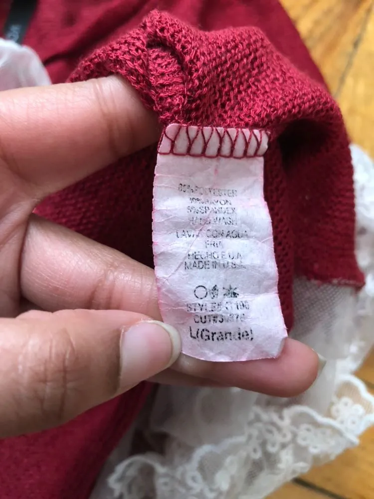 Lace Tunic Oversized Sweater Red Size L - Image 4