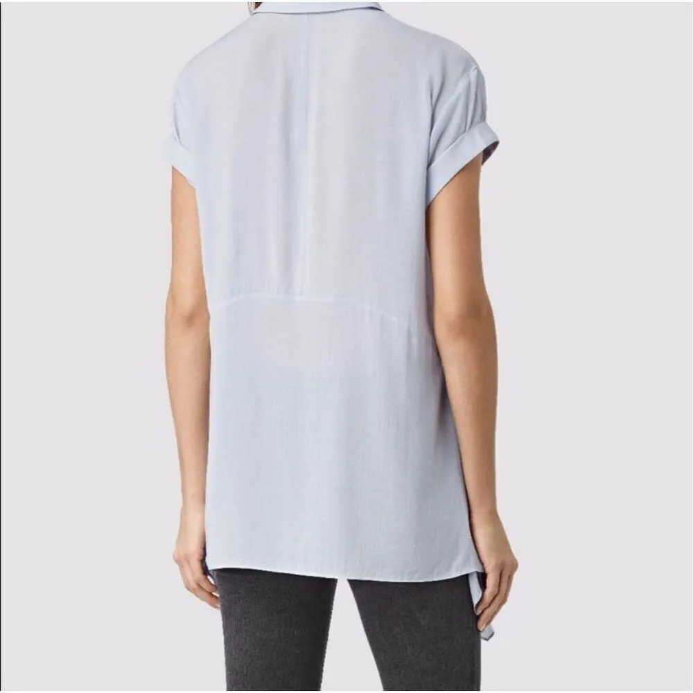 All Saints Cheyne Shirt Cuffed Sleeve Side Slits Blouse Size 0 - Image 2