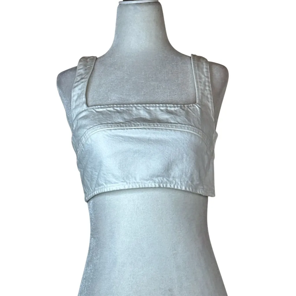 Loulou Studio Anet Bra Top in Ivory XSmall New Womens Denim Crop Tank White Size XS - Image 7