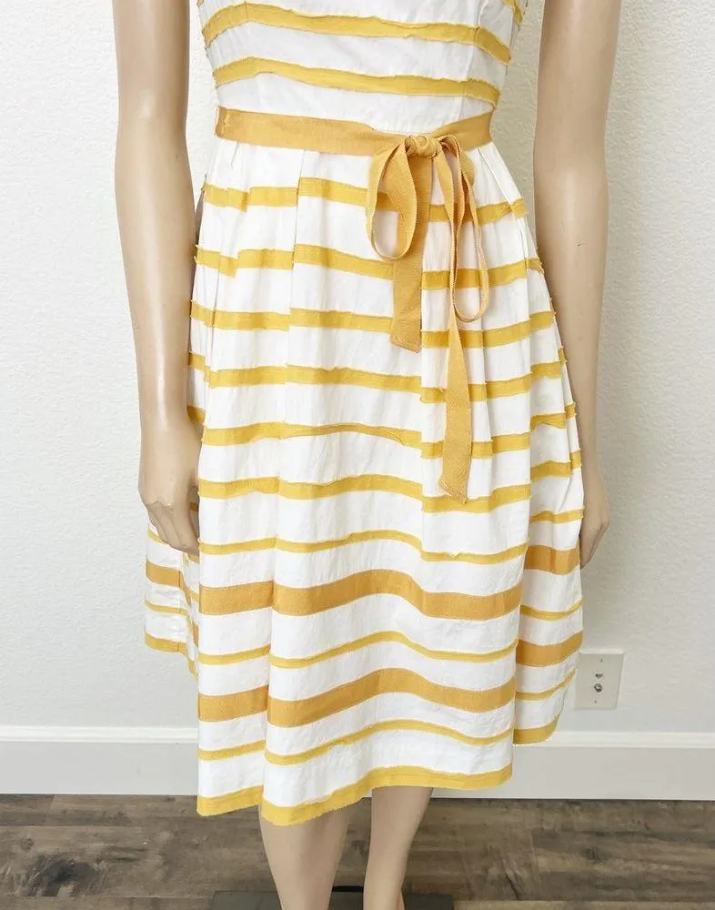 [Anthropologie] Moulinette Soeurs Golden Yellow Striped Fit & Flare Dress Size 4 - Image 8