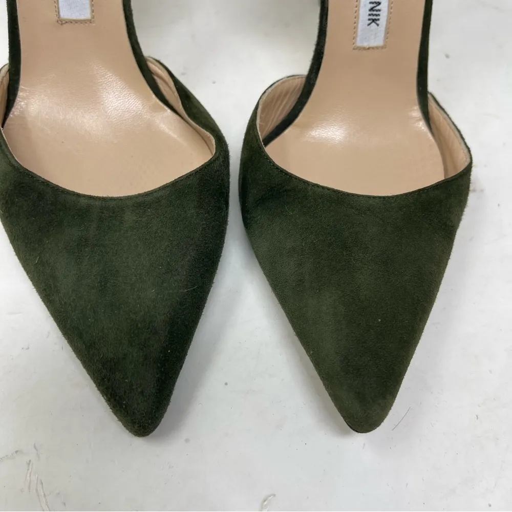 Manolo Blahnik D’orsey green suede and silver leather 2 tone heels 100mm sz 37.5 - Image 12