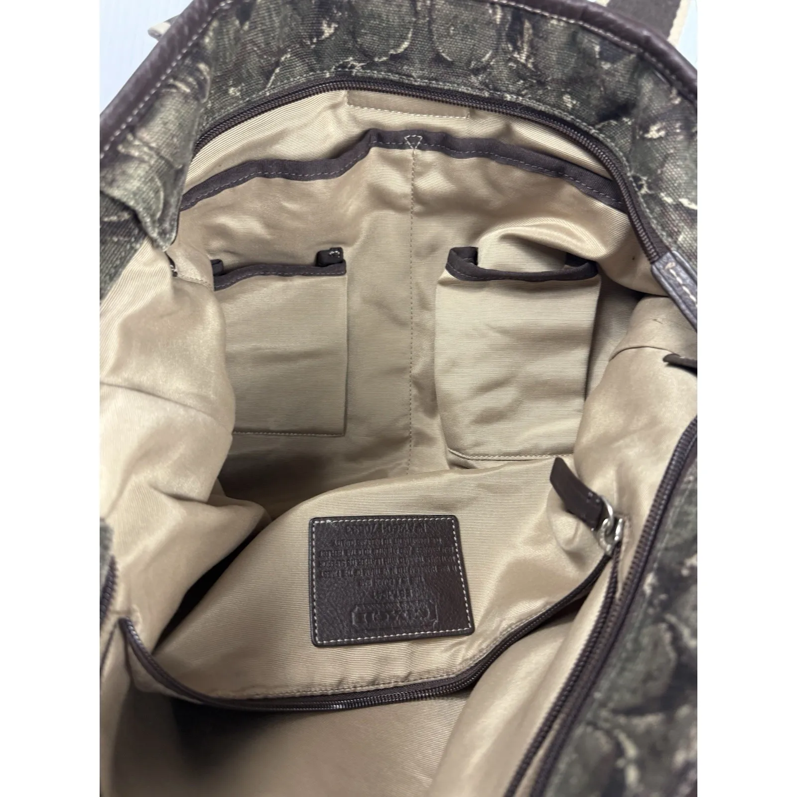 COACH Authentic‎ Tote Bag Heritage Web Canvas Printed Web Print Olive khaki - Image 7