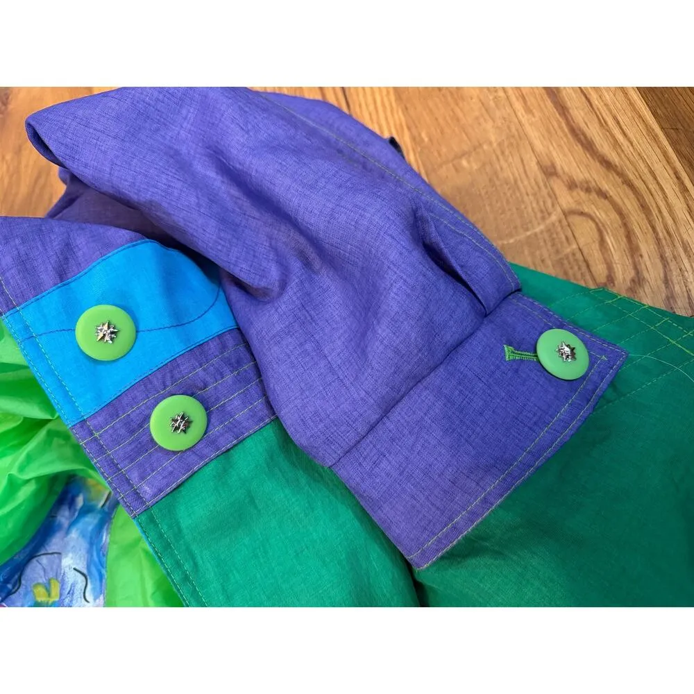 Women’s 80s Replica Retro Vintage Inspired Purple Green Windbreaker Coat Jacket - Image 9