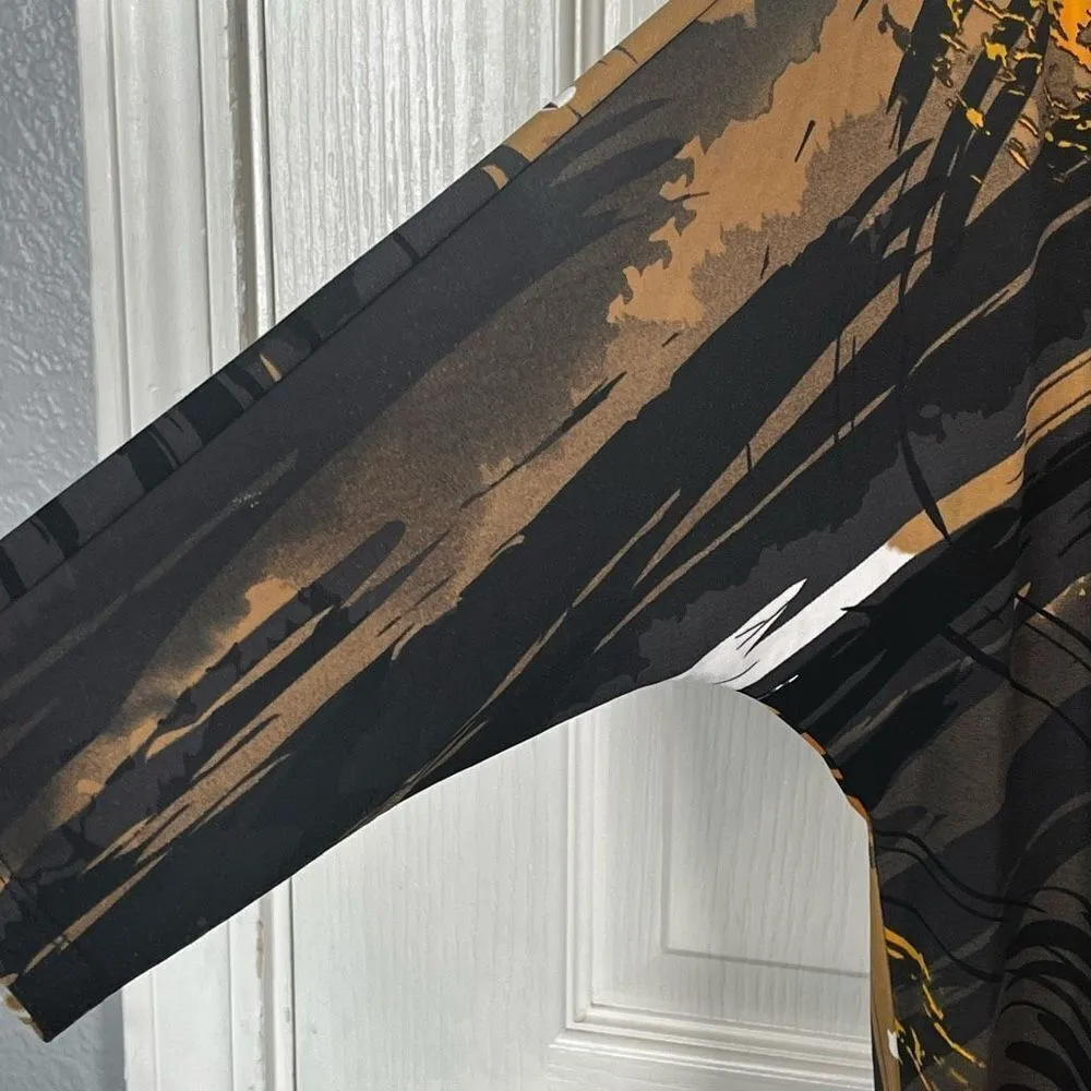 Cache Abstract Dress Sz 4 Pleated Top Bodycon Bottom - Image 8