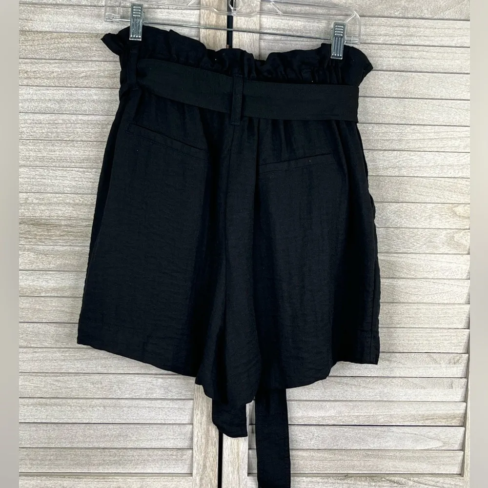 A New Day  Casual Shorts Paperbag Waist w Waist Sash Black-Medium - Image 2