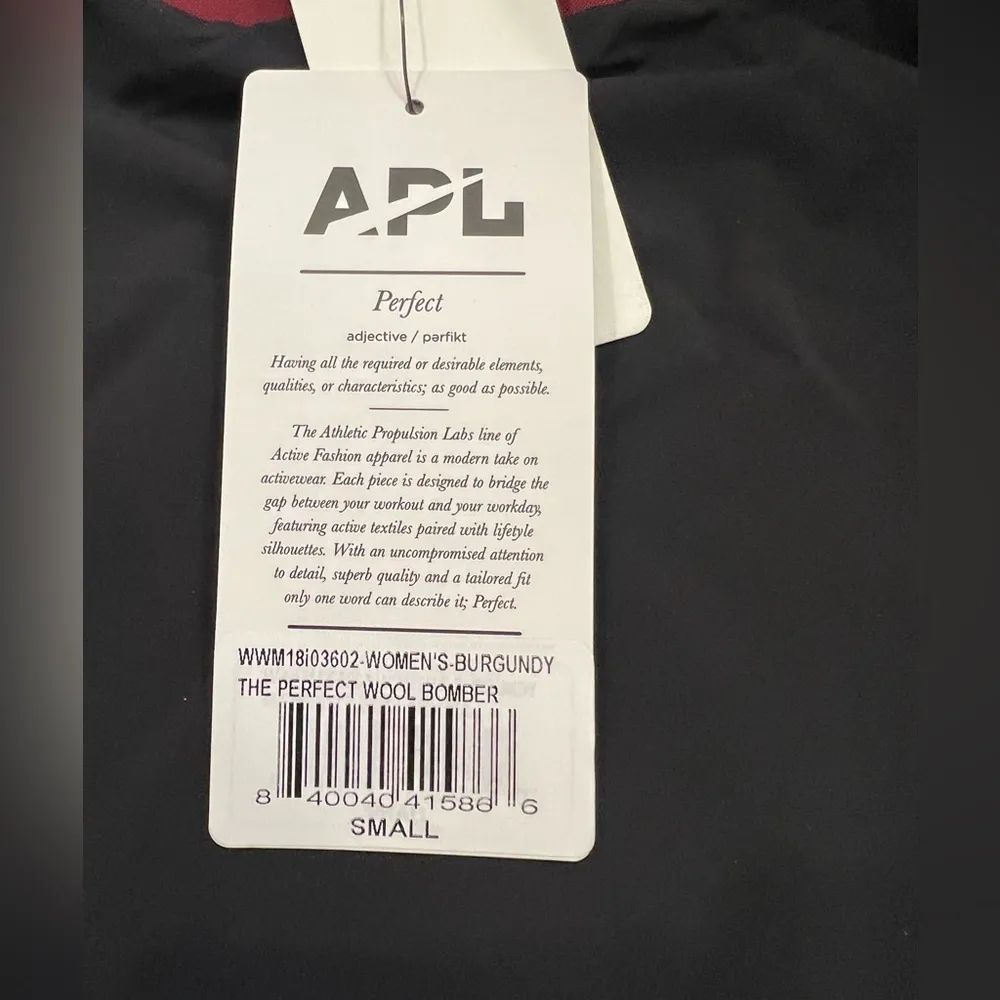 APL The Perfect Wool Bomber Jacket Women's 
Woolmark Collab Burgundy Zip Small - Image 9