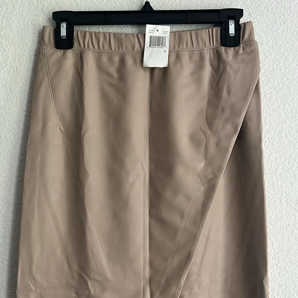 Enza Costa Faux Leather Faux Wrap Midi Skirt, NWT, Size 0 $295 Tan - Image 4