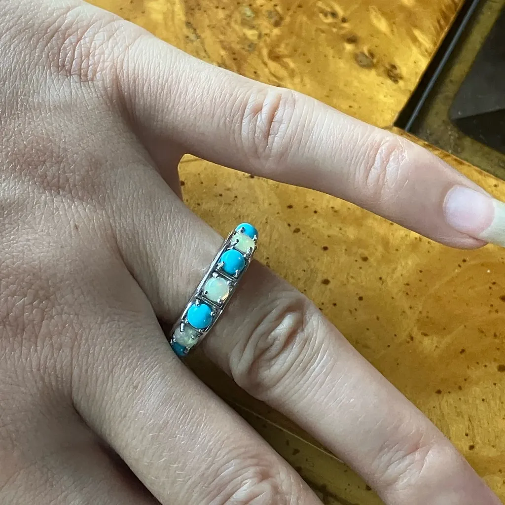 Sleeping Beauty Turquoise Ethiopian Opal Sterling Silver Ring Size 6 - Image 4