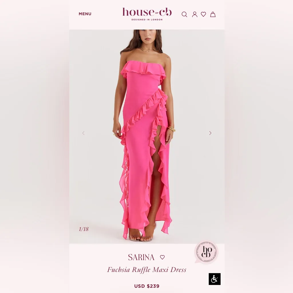 House of cb Sarina ruffle dress pink - Image 4