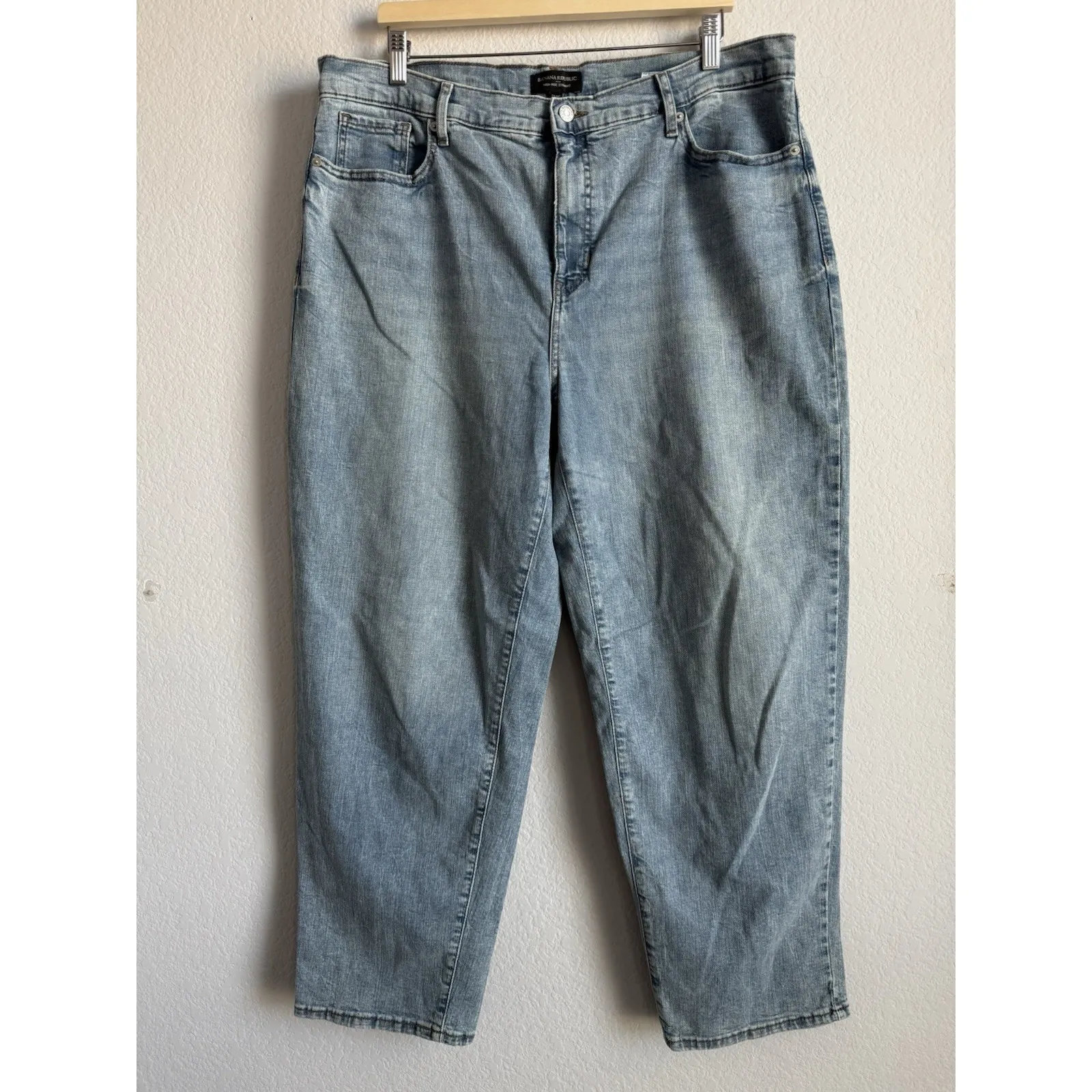 Banana Republic High Rise Straight Ankle Jeans Light Wash Women's Size 33/16 - Image 6