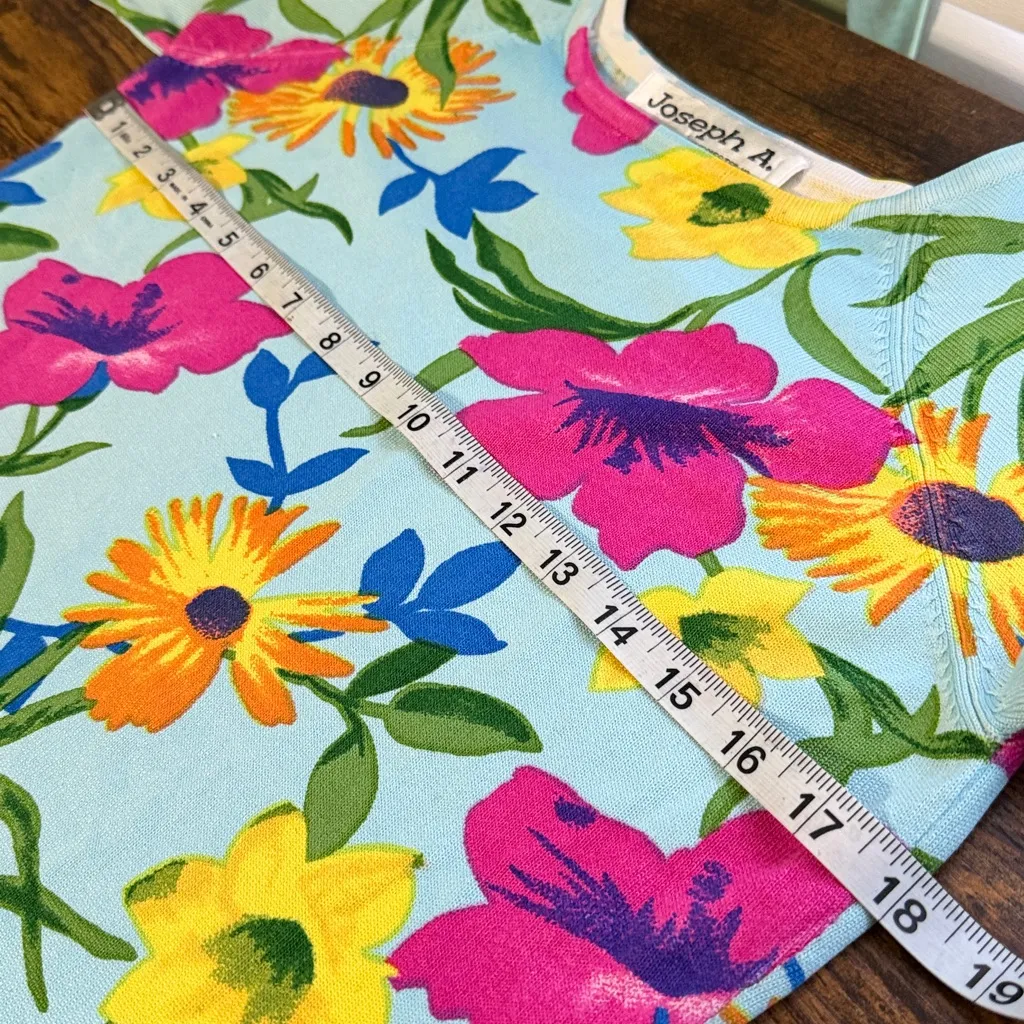 Vtg Joseph A Silk Blend Floral Top Paris London New York Large Groovy Mod - Image 5
