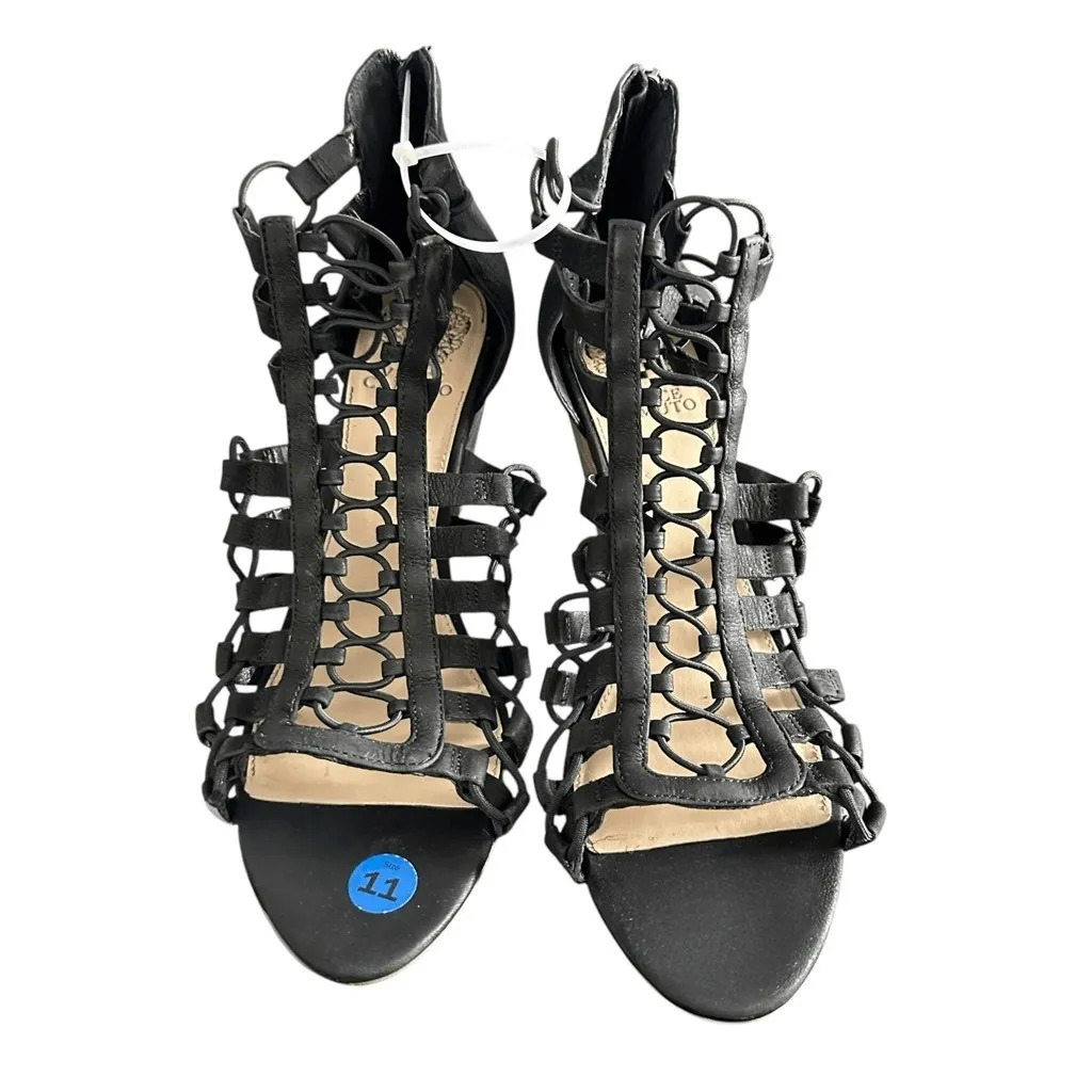 Vince Camuto Elanso Womens Suede Open Toe Cage Block Heel Sandals - Image 3