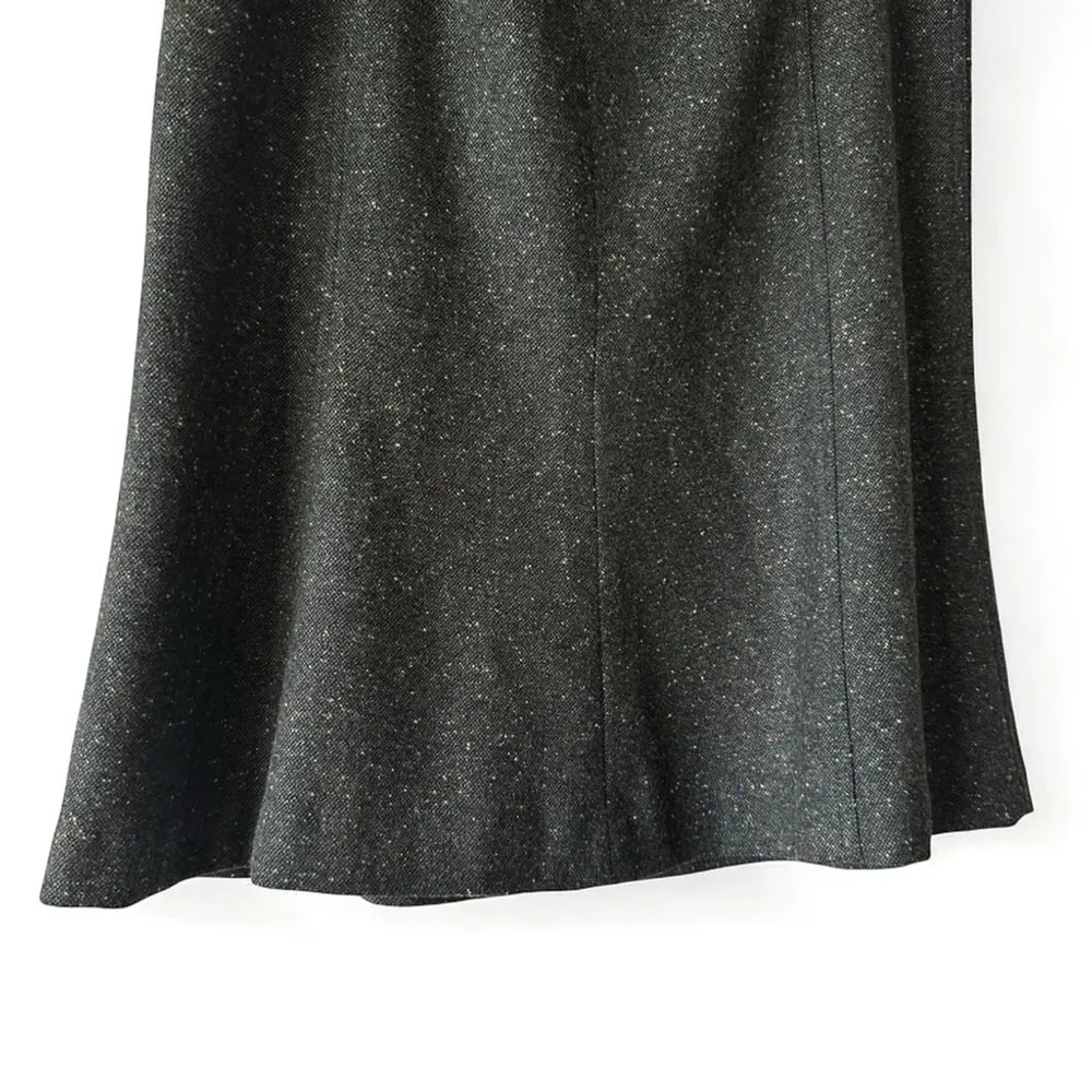 Theory Dark Green Wool Tweed Tulip Skirt Size 10 Made in USA - Image 2