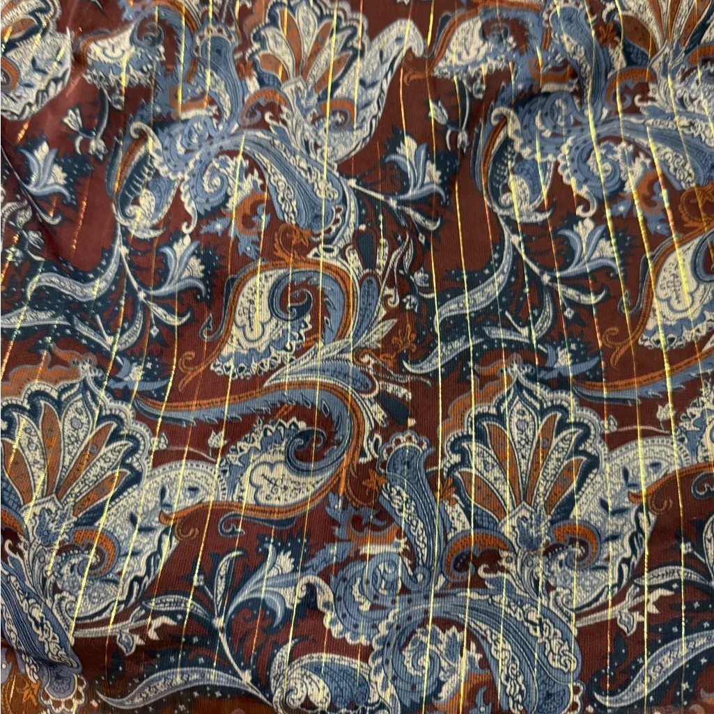 Bishop + Young Blue, Deep Purple, Brown & Metallic Gold Paisley Cami Tank Top S - Image 13