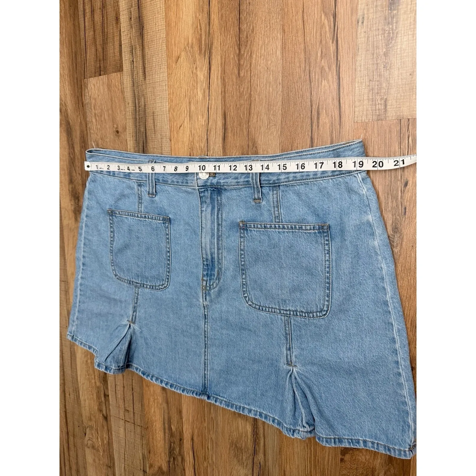 Madewell Denim Mini Skirt Size 32 Blue Cotton A-Line Pockets Casual - Image 9