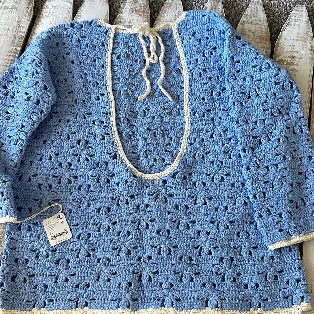 Free People Rue Crochet Tunic Size XS Hydrangea Combo New NWT - Image 6