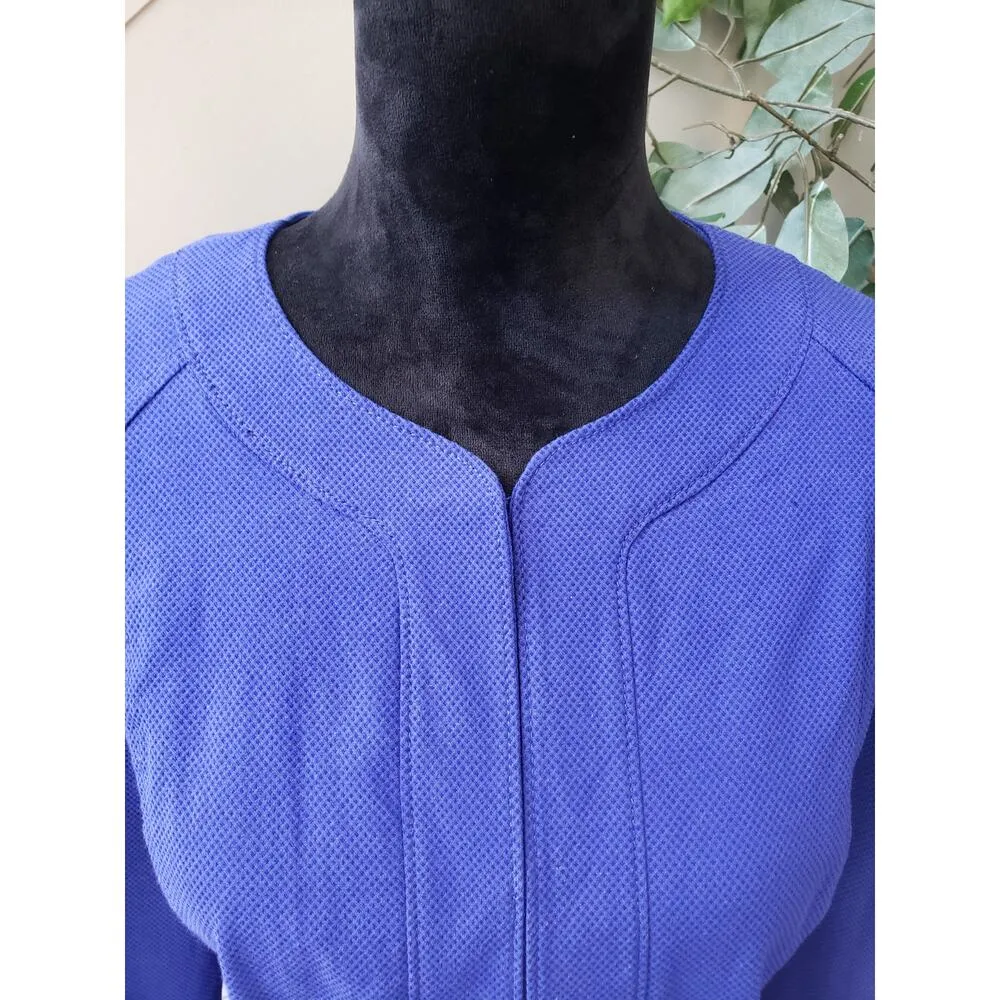 Chico's Jacket Women's Large Blue Stretch Rayon Blend Long Sleeve Crew Neck - Image 3