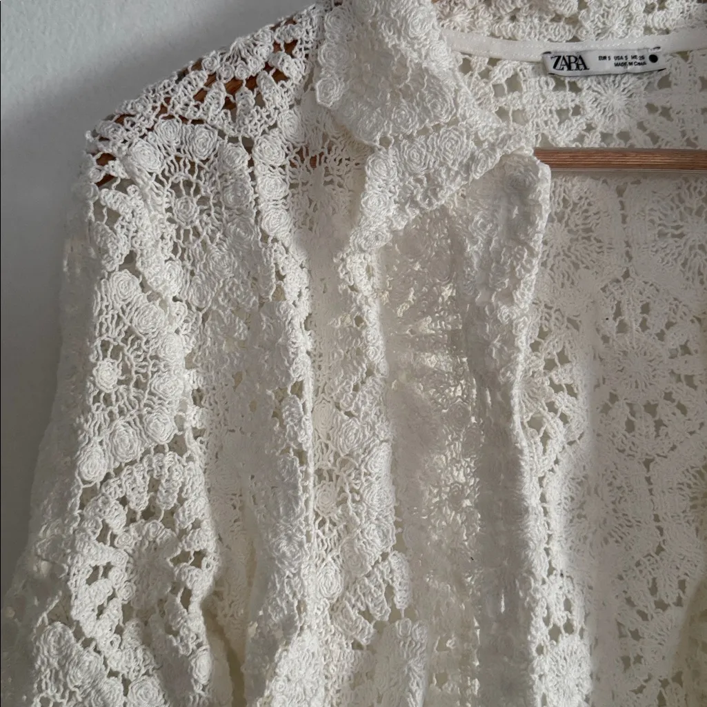 Zara crochet button-down blouse NWOT - Image 2