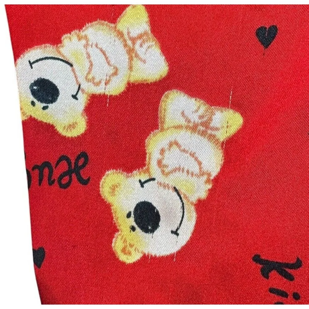 Vtg Fashion Bug Womens Red Teddy Bear Satiny Camisole Pajama Set 90s Y2K Size S - Image 3