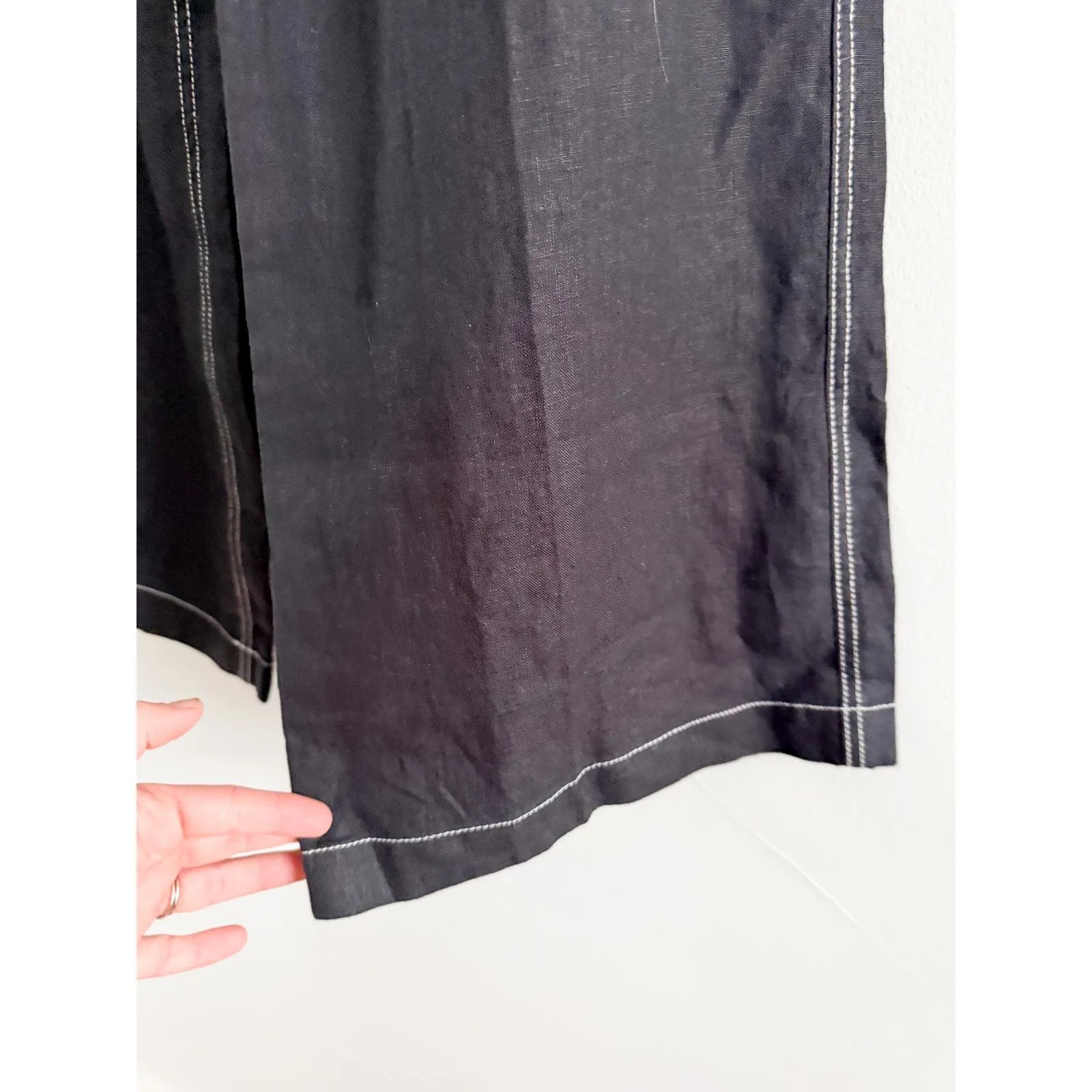 Madewell NWT Zoe Relaxed Wide Leg Linen Pants Jet Black Size 00 - Image 7