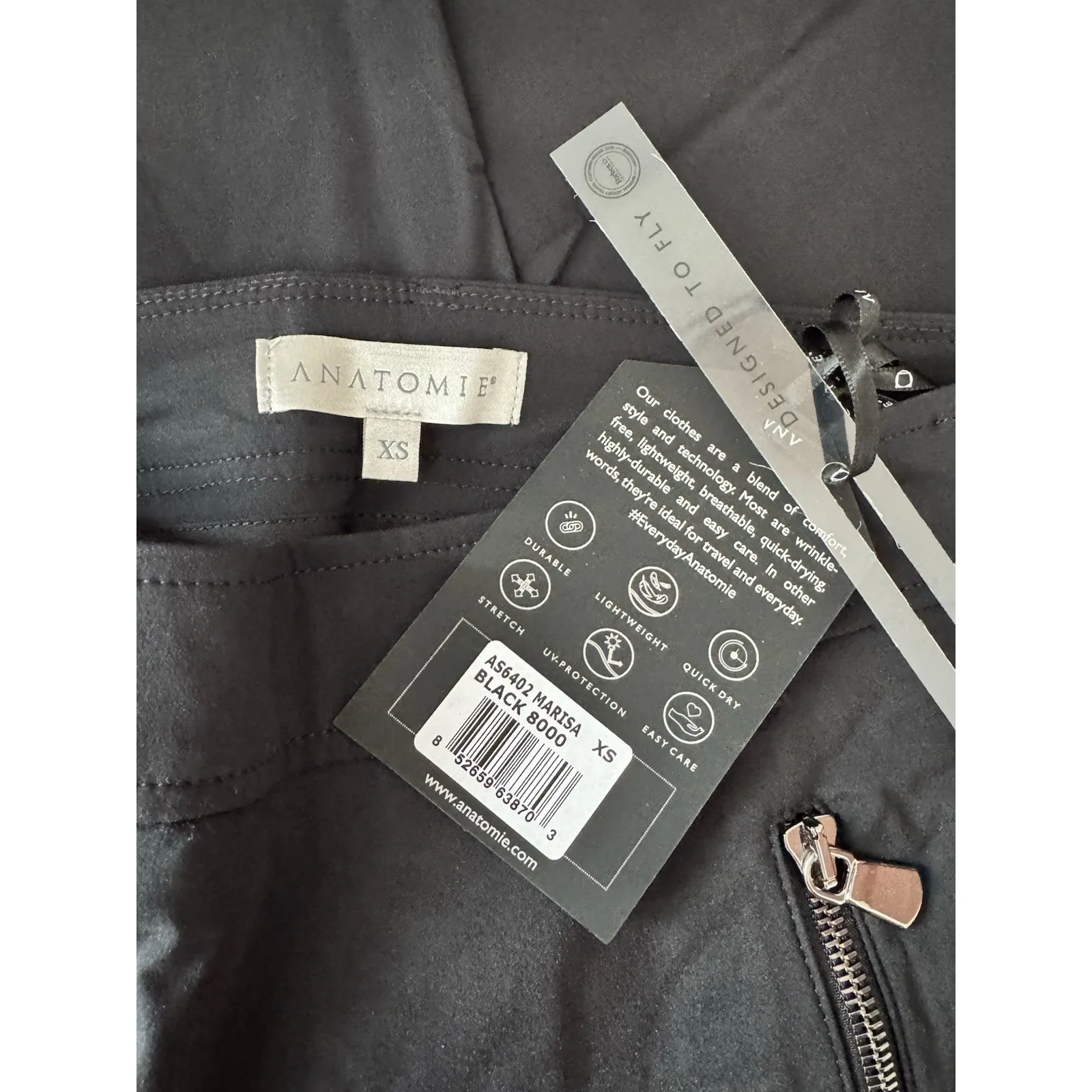 NWT Anatomie Marisa Curvy High Rise Moto Zipper Travel Pants Size XS Black - Image 8