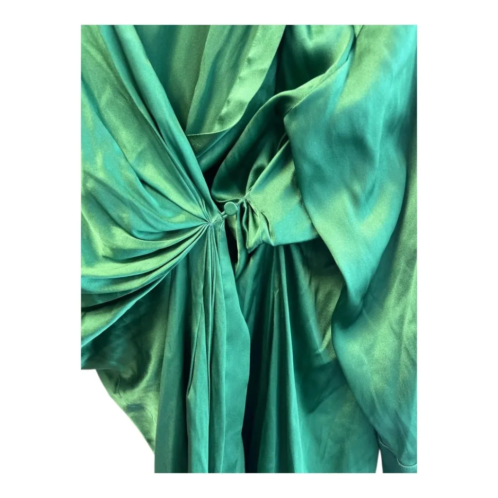 NWT SER.O.YA Demi Silk Shirt Dress in Emerald Amazon Green Size M Size M - Image 12