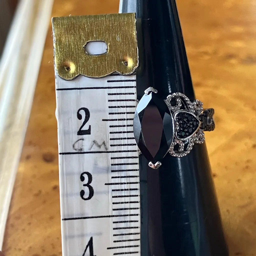 Natural Black Spinel Sterling Silver Ring Size 6 - Image 8