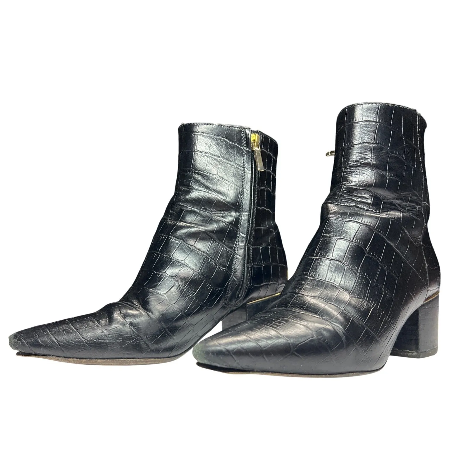 Thursday Boot Co Luna Black Croc Leather Ankle Boots Size 6 EUC - Image 3