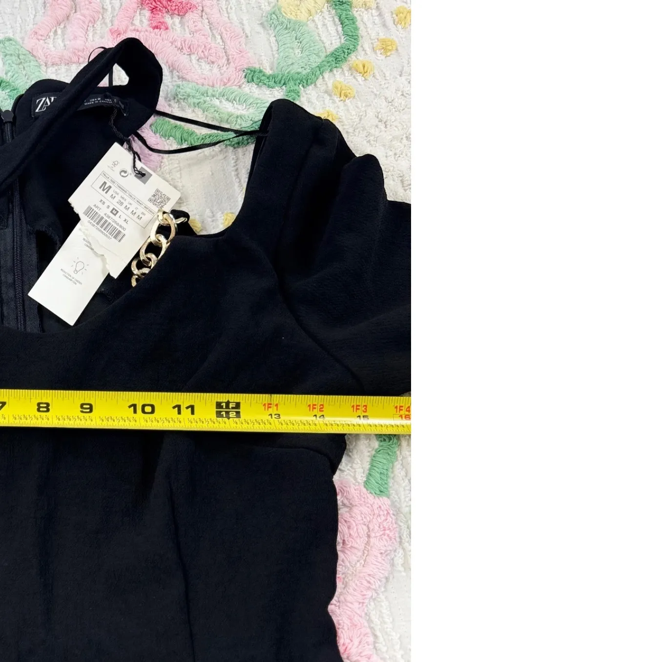 Zara Mini Dress Black Long Sleeve Cut‎ Out Gold Chain Detail Party Cocktail - Image 5