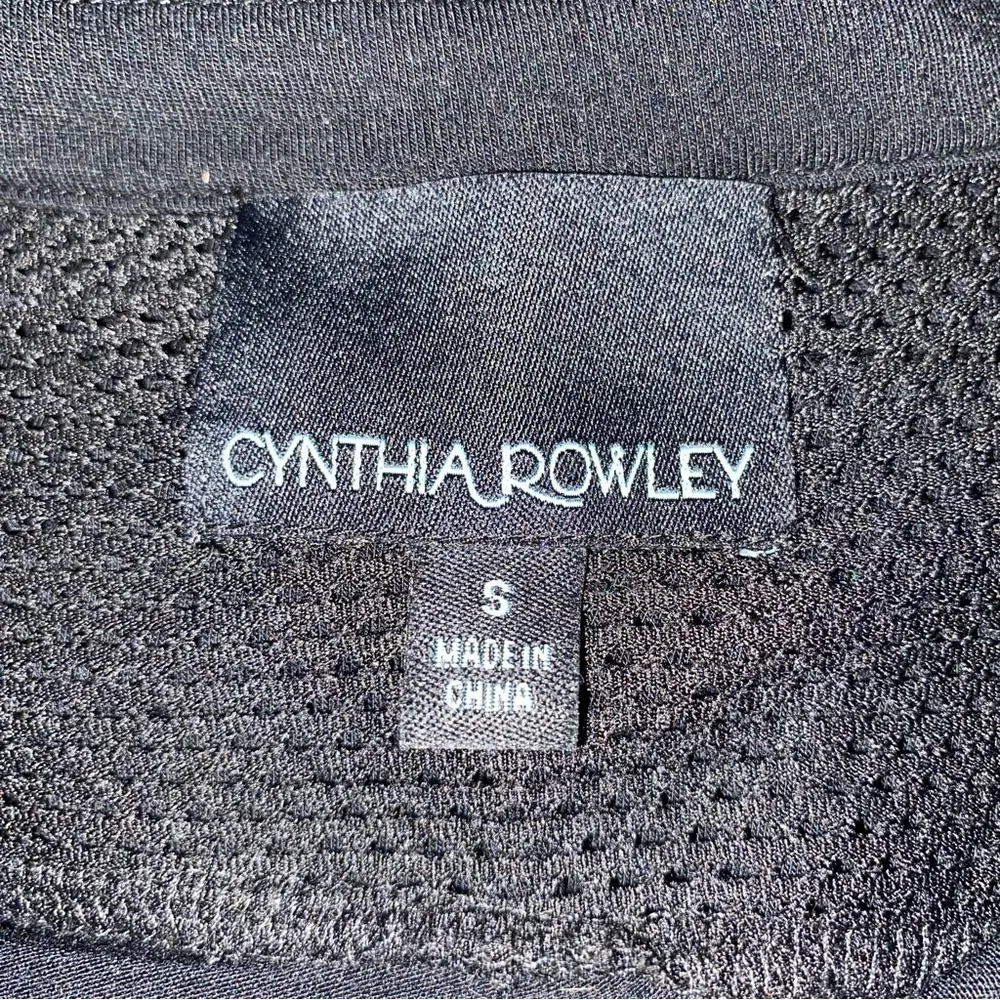 Cynthia Rowley Roll Tab Mesh Henley Top Black Small - Image 2