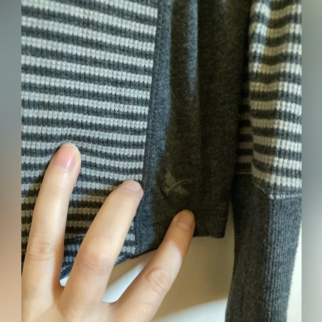 Eddie Bauer Gray Striped Cowl Neck Long Sleeve Pullover Thermal Top #O - Image 8