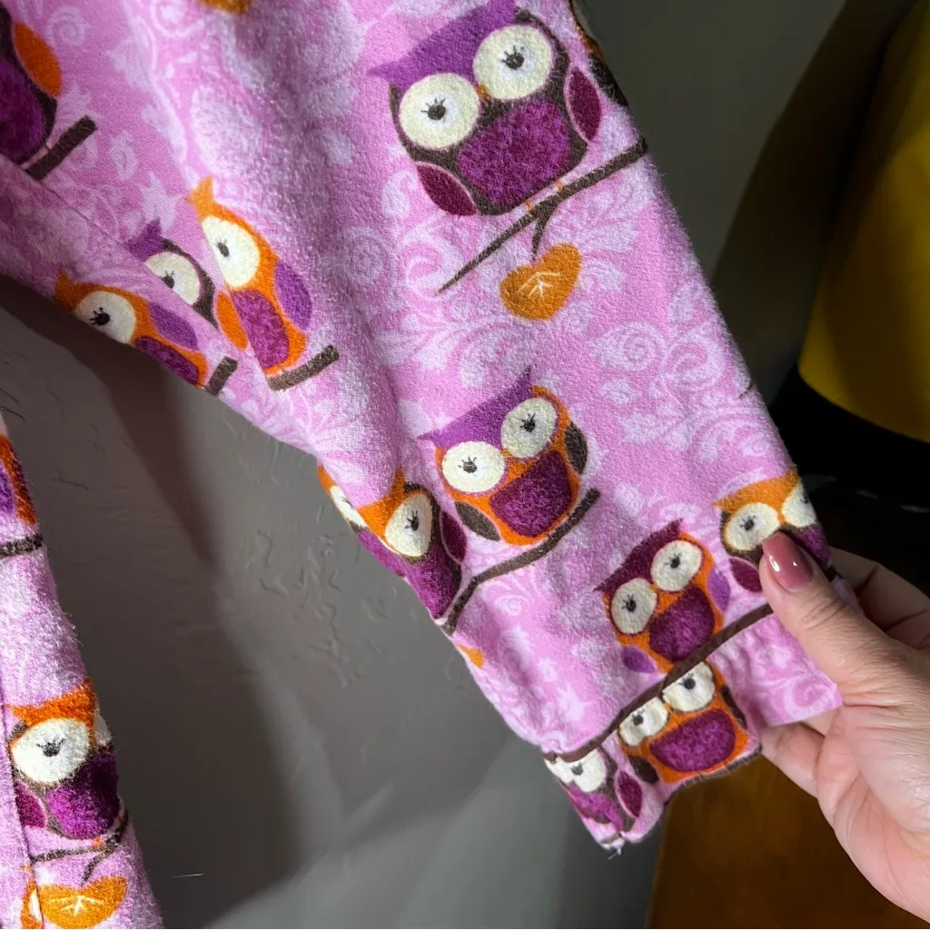 PJ Salvage Happy By Nature Owl Pajama Flannel Pink Purple Set - Image 7