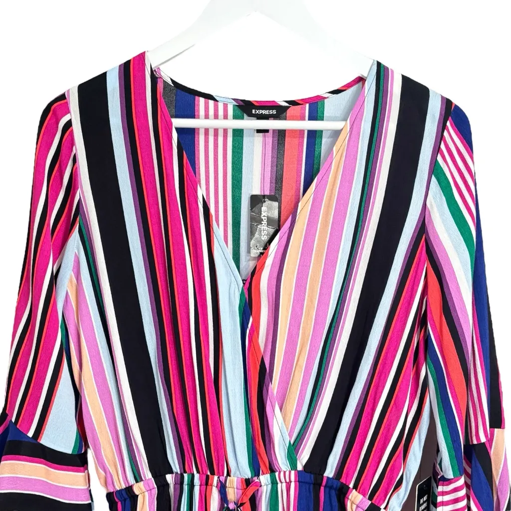 Express Multicolor Striped Flowy Lightweight Romper Women's Small NWT - Image 2