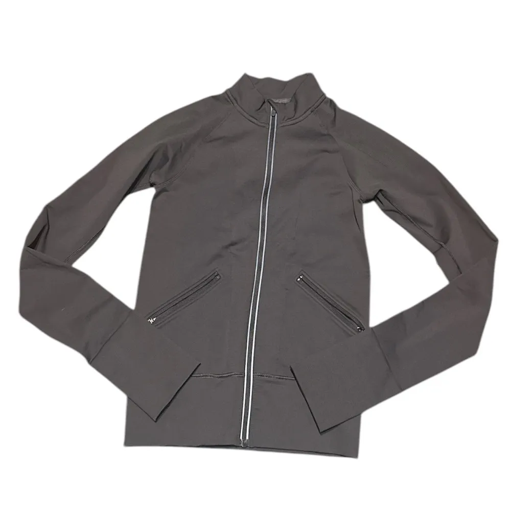 Lululemon Women's Grey and Black Jacket size 2 - Image 2