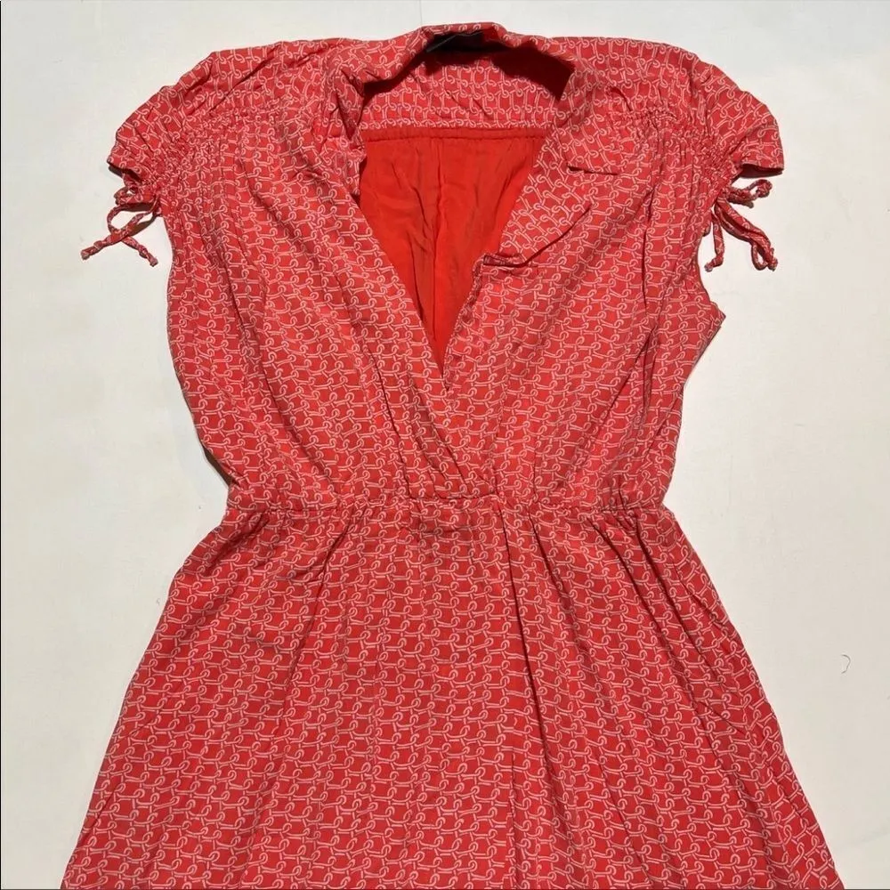 Anthro Maeve Carlotta short sleeve dress small coral - Image 3