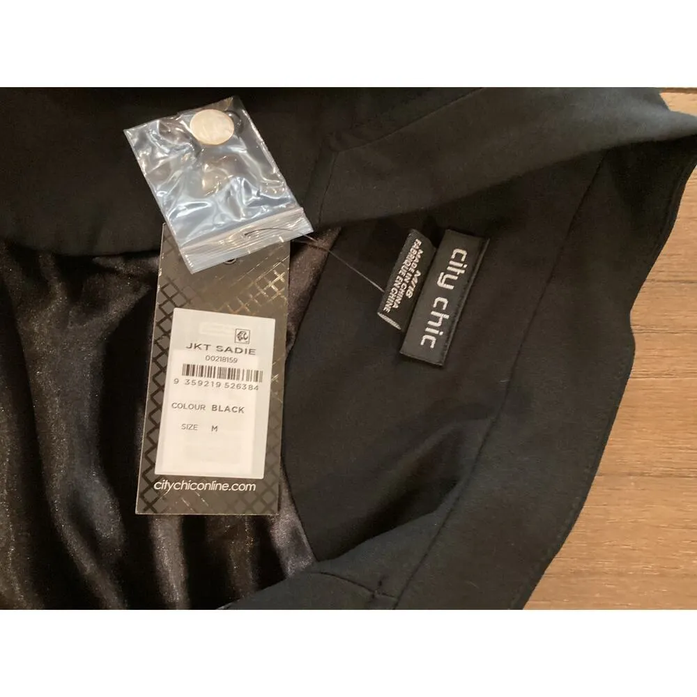 City Chic Sadie 2-in-1 Blazer jacket black M 18 new pleated v neck - Image 7