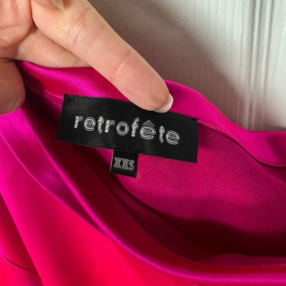 Retrofete Neon Pink Long Sleeve One Shoulder Cuff Elio Shirt Mini Dress XXS - Image 9