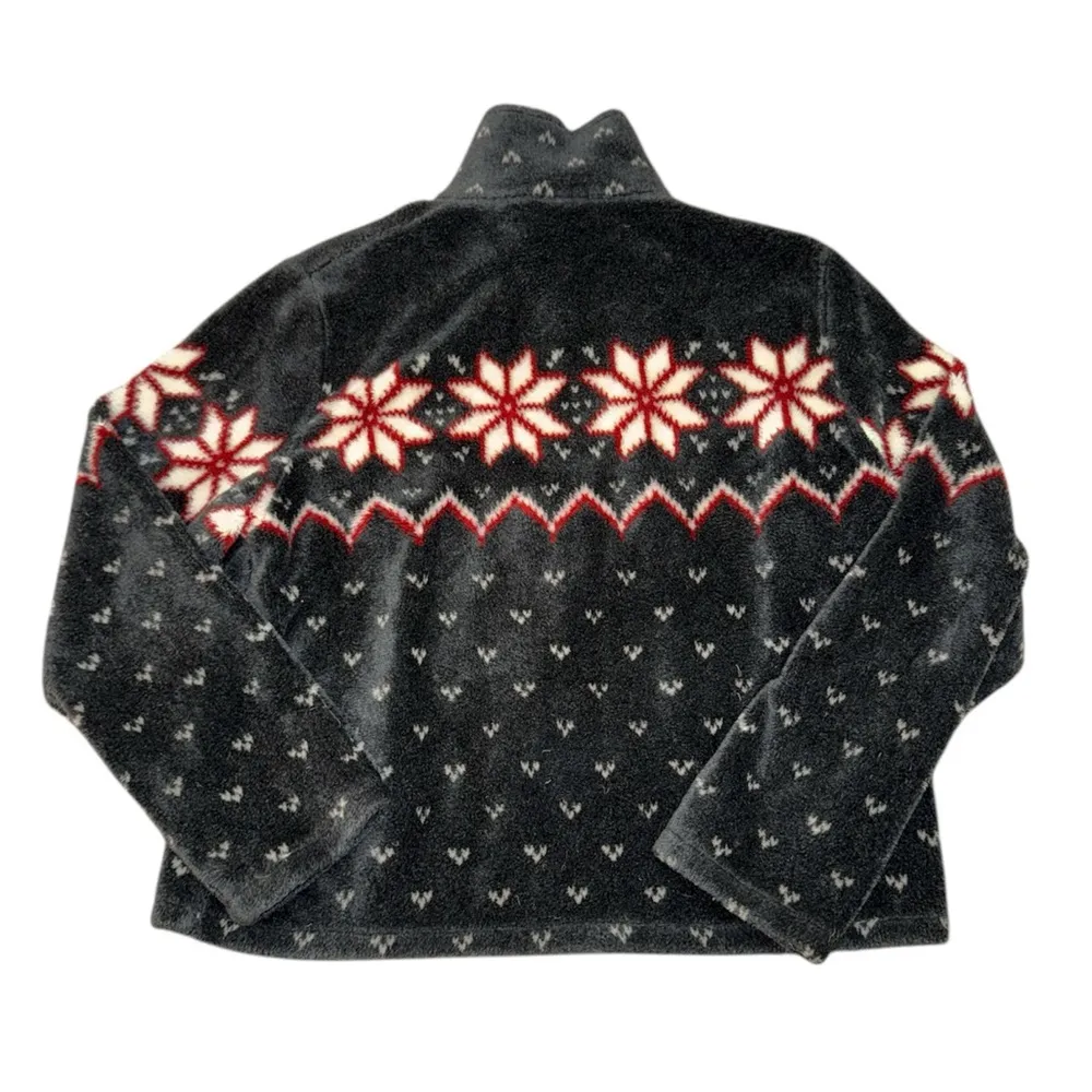 Barrage Authentic fair isle red grey full zip fuzzy jacket women’s size XL - Image 2