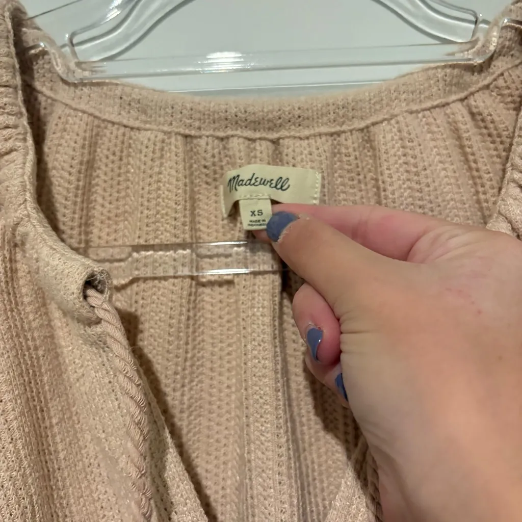 Madewell‎ Pointelle Tie Neck Tunic Top Avalon Pink Size XS - Image 4