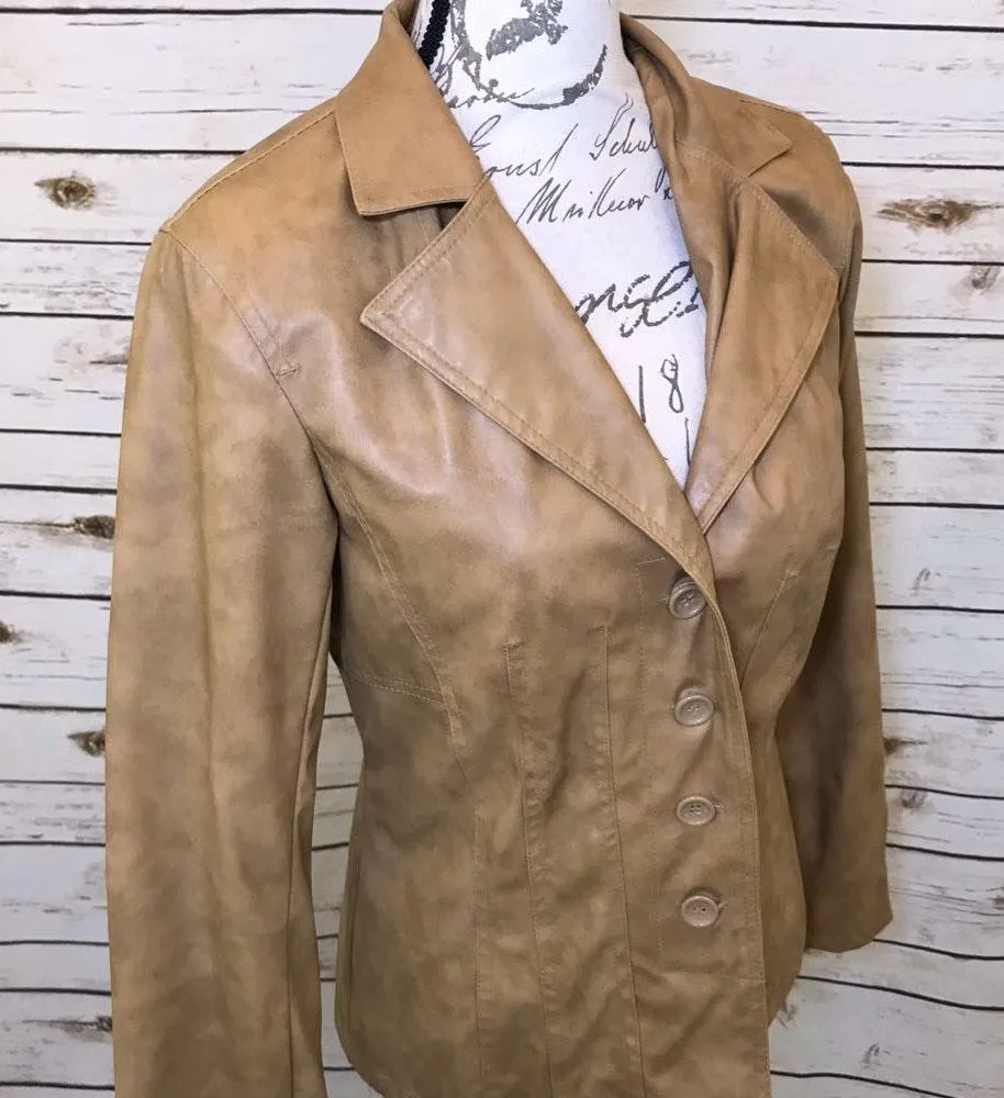 Vintage Tan 1970's Retro Leather Jacket New - Image 4