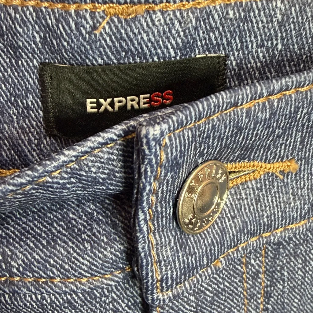 Express High Waisted Denim Look Faux Leather Straight Pant. Size 2 - Image 6