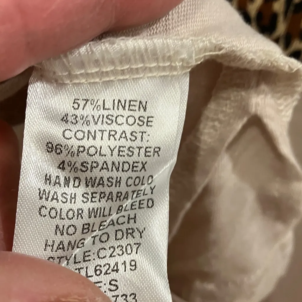 Umgee Teal Leopard Cream Color Block Top oversized - Image 7