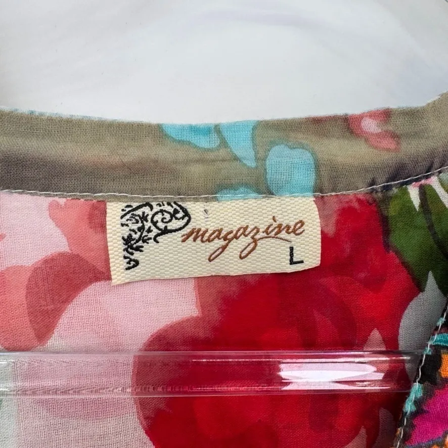 Magazine Popover Top Womens Large Cotton Patchwork Country Boho Cottagecore - Image 5